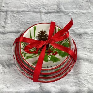 New Nesting Measuring Cups Holly Pinecone Christmas Set of 4 Food Safe